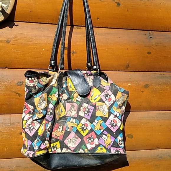 βοΈ TWEETY Vintage 1993 Looney Tune  Bugs Bunny Large FABRIC TOTE BAG - Picture 2 of 16